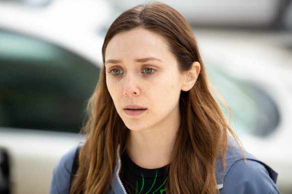 Elizabeth Olsen as recently widowed Leigh Shaw coming to terms with loss and complex relationships in the 2018 drama Sorry For Your Loss, which was originally made for Facebook Watch’s drama channel.