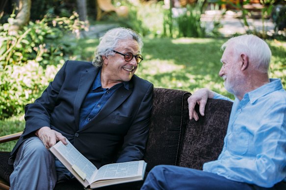 Filmmaker George Miller with David Stratton in the 2017 documentary, David Stratton: A Cinematic Life. 