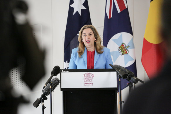 Queensland Premier Annastacia Palaszczuk holds a press conference to address the report into government culture and accountability completed by Professor Peter Coaldrake last week.