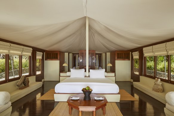 Now that’s glamping: Inside a tent Amanwana Resort.