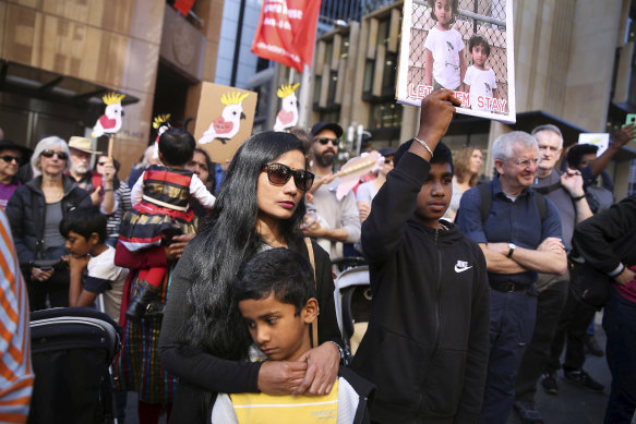 Supporters of the family during a rally at Martin Place, Sydney, in 2019.