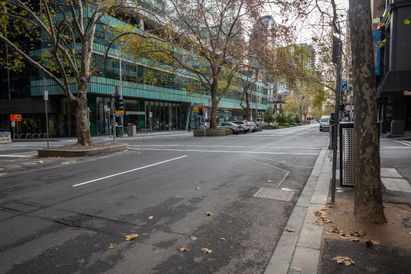 No separation: The intersection of Exhibition and Little Collins streets as it now looks.