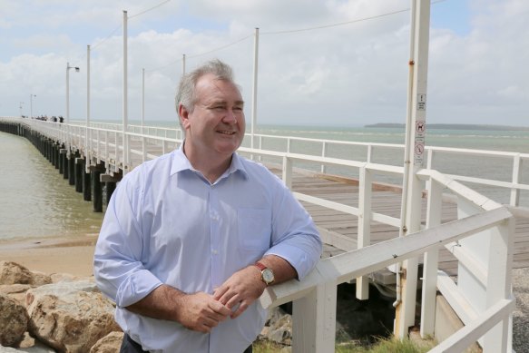 Bundaberg mayor Jack Dempsey, pictured at Hervey Bay, is running against his old party, the LNP, in Hinkler.