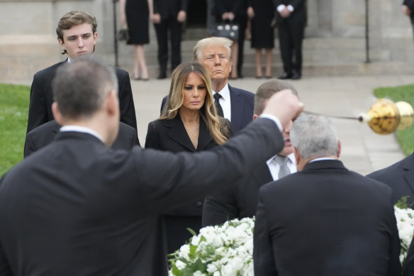 Melania Trump Attends Her Mother Amalija Knavss Funeral