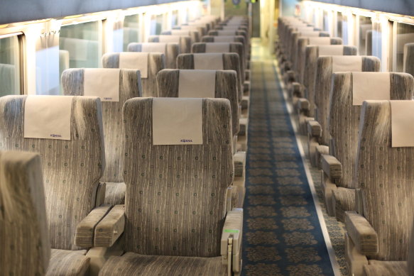 A first class carriage with its two/one seat configuration.