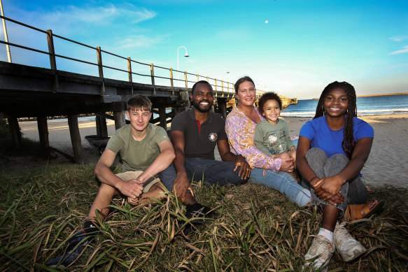 Dodzi Kpodo with, from left, his stepson Chaice, wife Alecia, son Louis and sister Lois. 