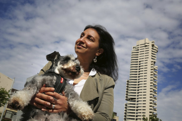 Horizon resident Jo Cooper with miniature schnauzer Angus.