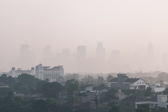 A picture of Jakarta in 2019, when it topped the list of cities with the worst air pollution.