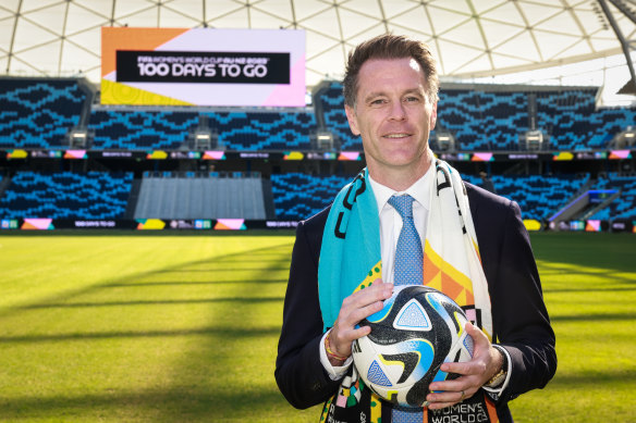 NSW Premier Chris Minns was at Allianz Stadium on Tuesday to mark the 100-days-to-go milestone for the Women’s World Cup.