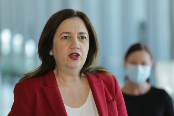 Queensland Premier Annastacia Palaszczuk spoke to journalists about the latest COVID cases. 