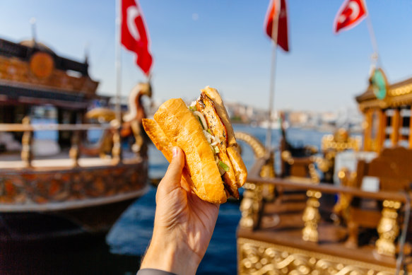A balik-ekmek – a fish sandwich.  