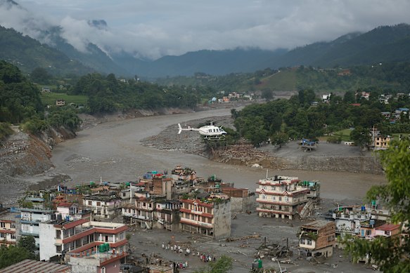 The flooding in Nuwakot, Nepal.