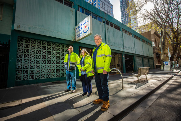 Paul Kucera, Lee-Anne Diano and Seamus Quinn outside their 50-year-old Stella Maris Seafarers’ Centre.