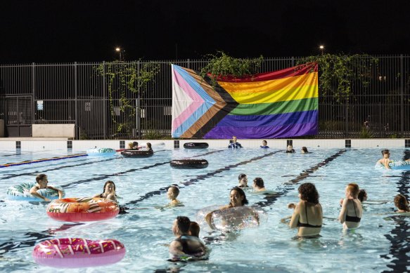 350 trans and gender diverse people, and their allies, took a dip at Ashfield Aquatic Centre on Friday.