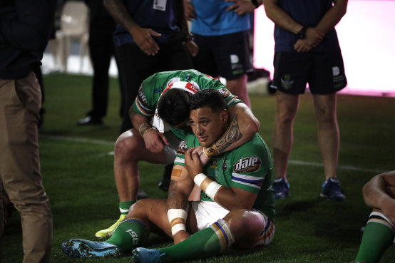 A dejected Josh Papalii after the Raiders lost the grand final to the Roosters on Sunday night.
