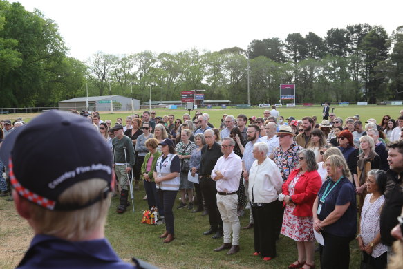 Mourners gather at the Daylesford vigil.