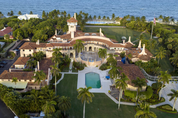 An aerial view of Donald Trump’s Mar-a-Lago estate.