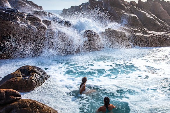 The natural spa that is a rock pool at Injidup Beach, near Yallingup.