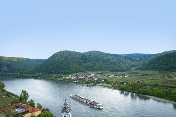 A Viking longship on the Danube.