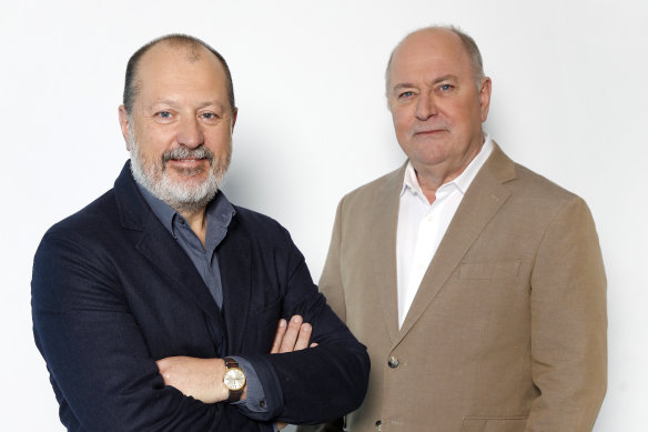 Men on top: Russel Howcroft and Ross Stevenson, who have presented the 3AW breakfast show since 2020