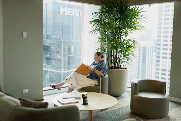 Jo Williams in the rooftop lounge at Indi Sydney, which is available for tenants to hire.