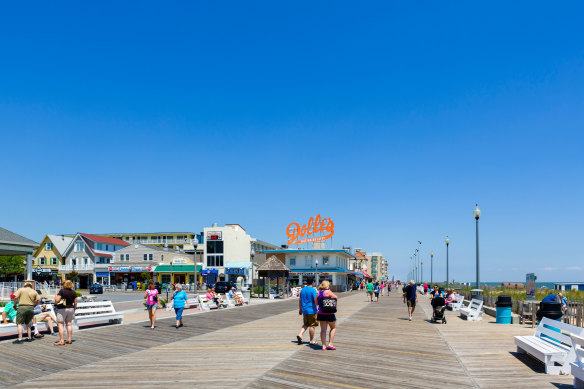 Rehoboth Beach Boardwalk is lined with restaurants and amusement arcades.