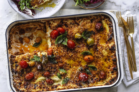 Cherry tomato lasagne ... worth the time.
 