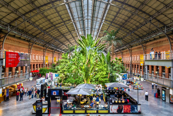 The tropical garden inside Atocha railway station. 