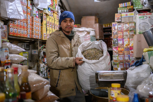 Ephedra is sold in Kabul for its medicinal qualities. It is brewed into a tea to treat a variety of ailments. 