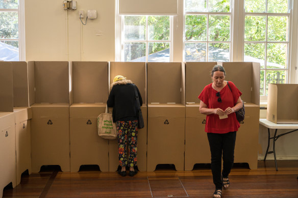 Voting centre for the Indigenous Voice to parliament referendum, in the Balmain electorate, Sydney
