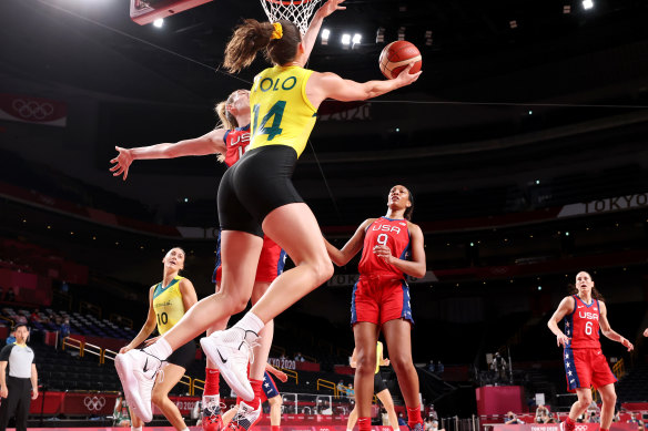 Australia’s Marianna Tolo drives to the basket.