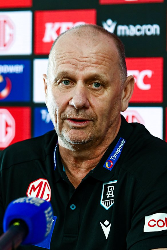 Power coach Ken Hinkley at his media conference on Wednesday.