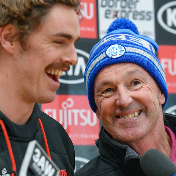 Joe and Neale Daniher share a laugh in 2018.