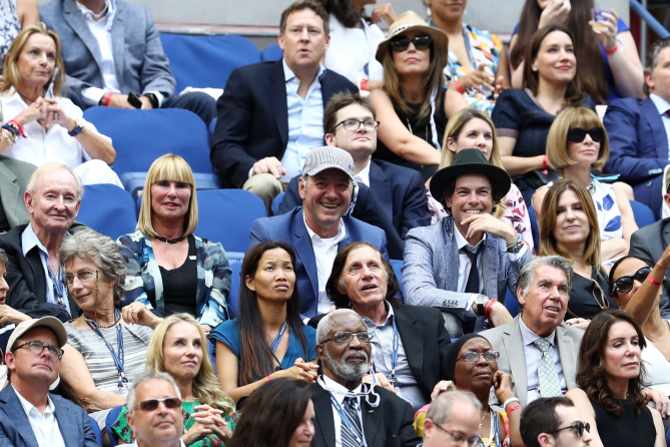 Laver (at left) in the crowd at the US Open men’s singles final in 2016, among celebrities including actor Kevin Spacey and US Vogue head Anna Wintour.