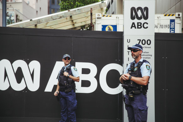 Police were present at the ABC’s Ultimo office in Sydney on Thursday for protests relating to the dismissal of Antoinette Lattouf and the broader issue of silencing journalists.