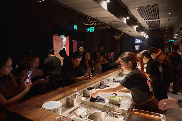 Restaurant Ibushi during the opening preview night of the new Japanese mega-hub, Prefecture 48.