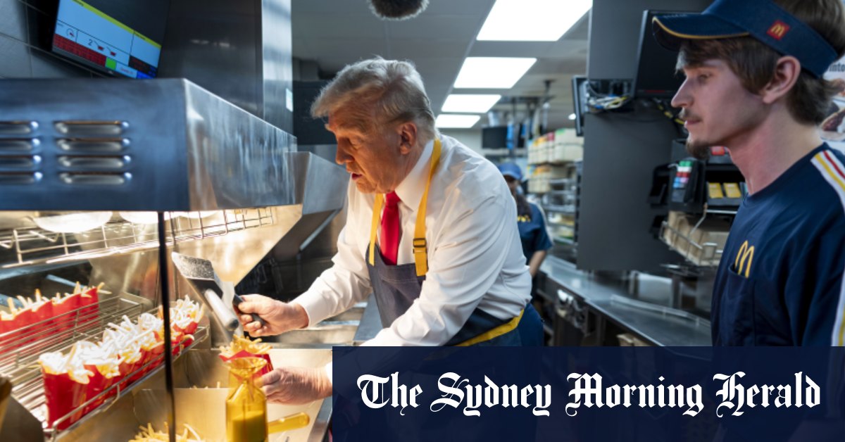 Trump works the fry station and holds a drive-thru news conference at McDonald’s