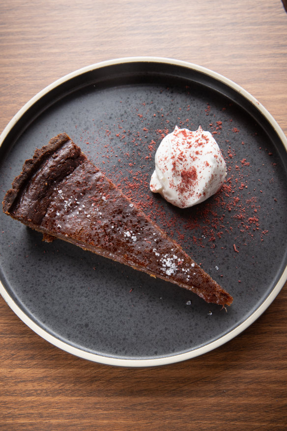 Rhubarb chocolate tart.