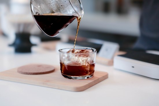 Pour-over specialty iced coffee.
