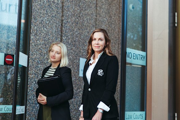 Brittany Higgins’ mother, Kelly Higgins, outside the Federal Court in Sydney on Monday.