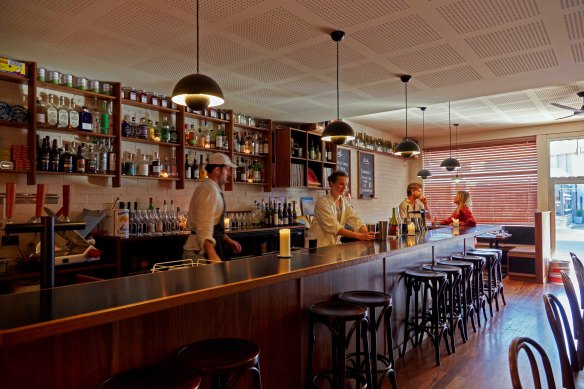 Bar Superette’s spotted-gum timber bar sure is handsome.