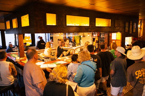 Inside the busy pub.