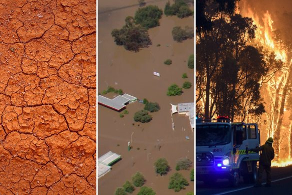 drought, flood, fire 