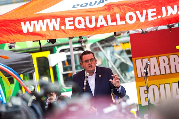 2016: Addressing the crowd at the Equal Love Rally in Melbourne.