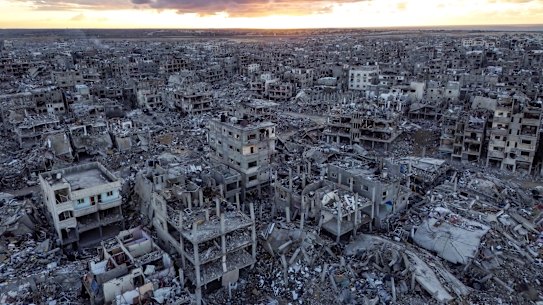 An aerial photograph of Rafah, taken in January. 