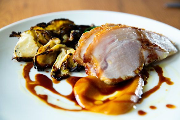 Estate Berkshire pork with charred cabbage.