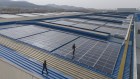 Solar panels on the roof of a factory making renewable energy equipment in Jinan in China’s Shandong province.
