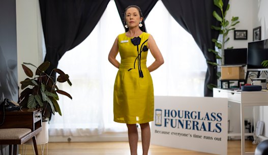 Clare Pickering in the comic Tropfest entry The Hourglass Parlour, about a woman who inherits a family funeral parlour, which she also wrote and directed.