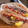 A cross-section of Il Manzo, which requires two hands to tackle.