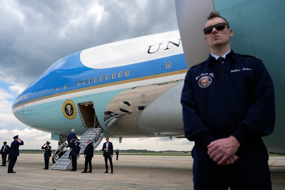 President Joe Biden boards Air Force One, at Andrews Air Force Base, Md. Biden is headed to Philadelphia.